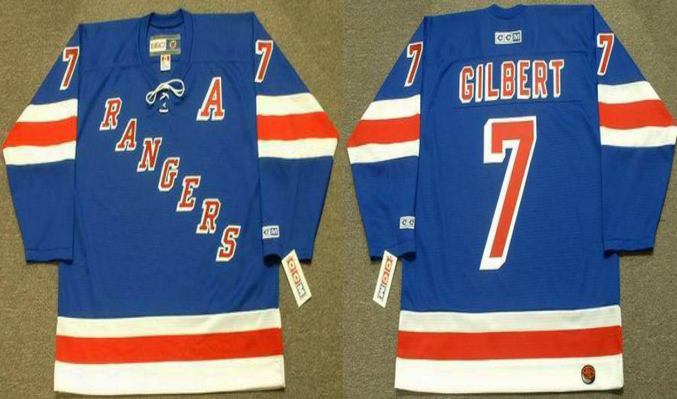 2019 Men New York Rangers 7 Gilbert blue style #2 CCM NHL jerseys->new york rangers->NHL Jersey